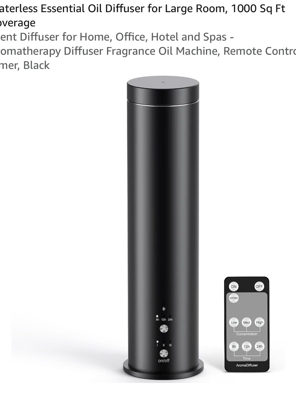 Black Ultrasonic Aroma Diffuser with Remote Control
